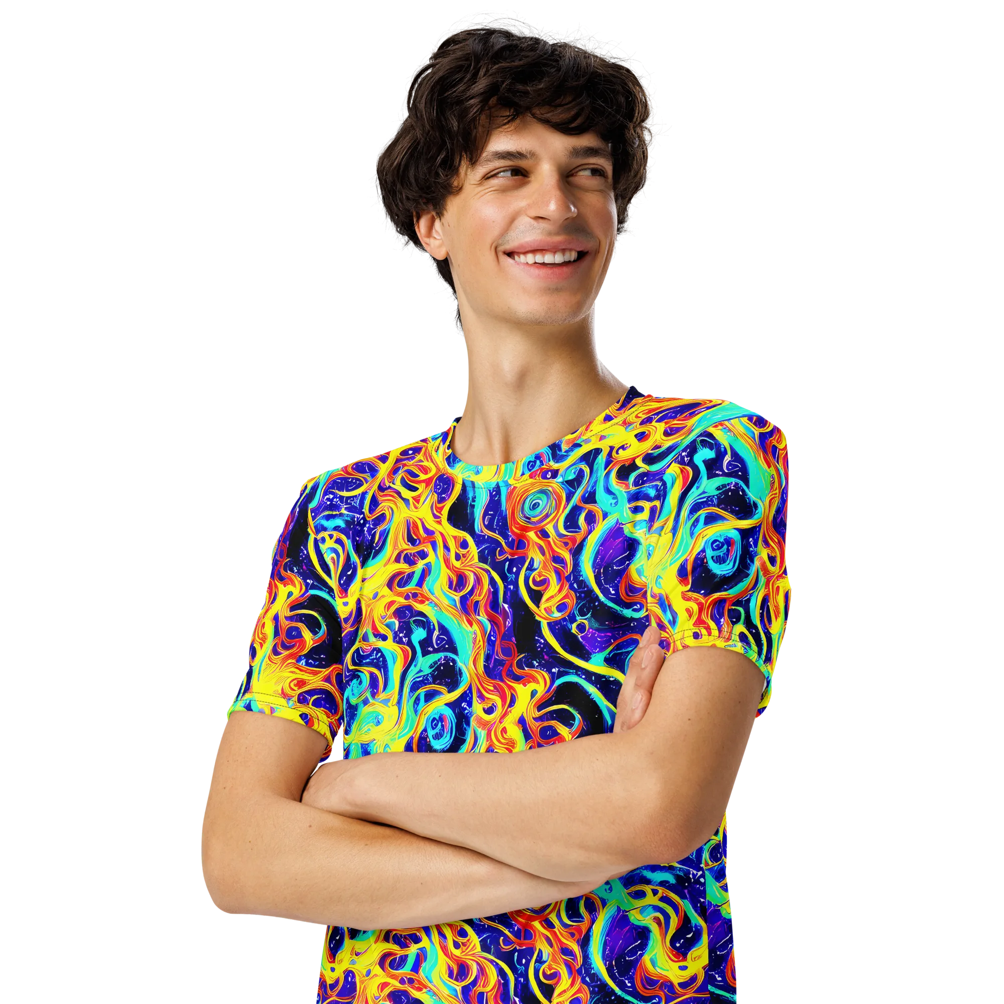 Supernova Spill on Men's Crew Neck T-Shirt — Left Front