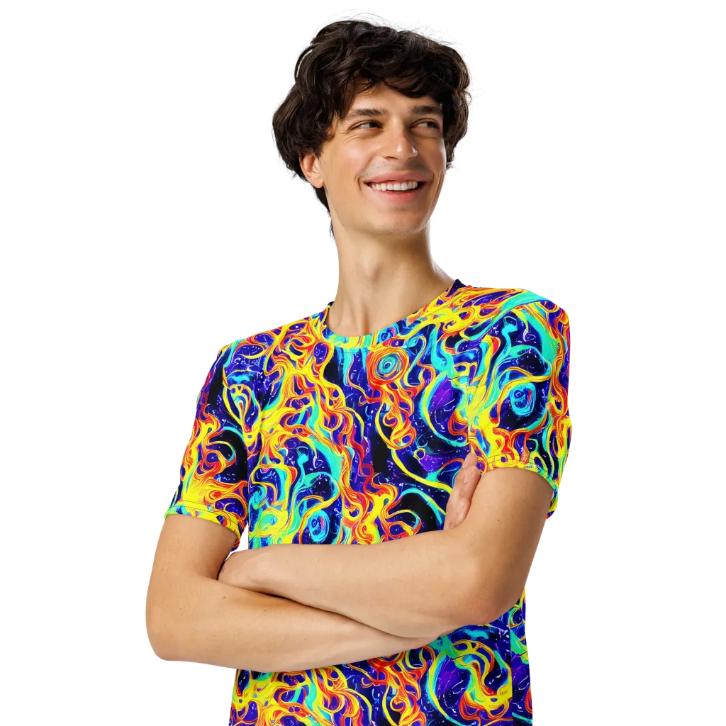 Supernova Spill on Men's Crew Neck T-Shirt — Left Front