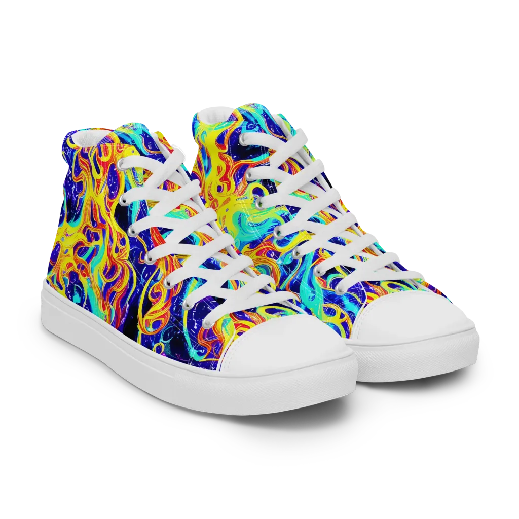Supernova Spill on Men's High Top Canvas Shoes — Right Front