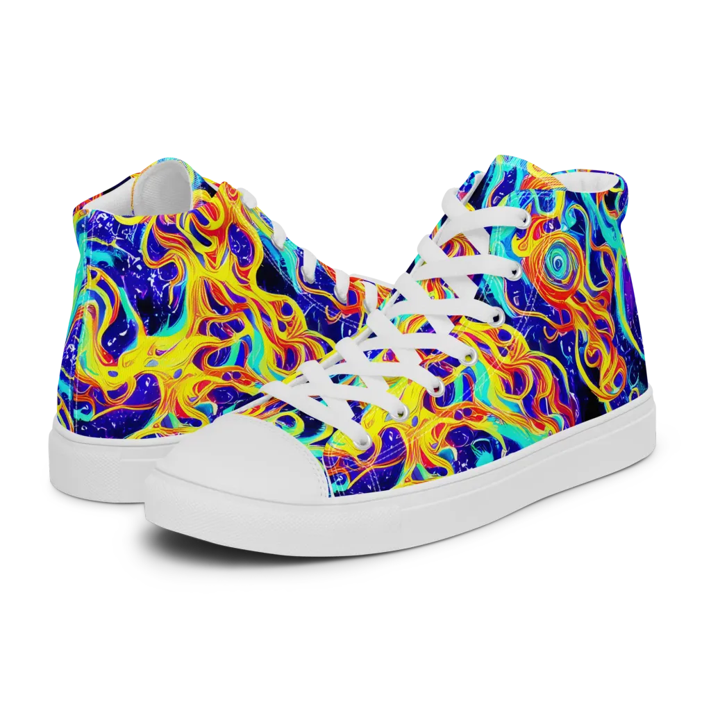 Supernova Spill on Men's High Top Canvas Shoes — Left