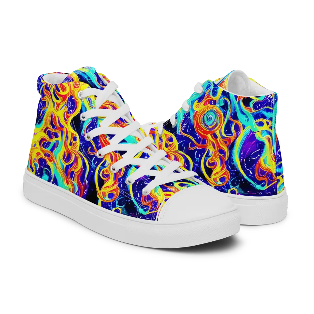Supernova Spill on Men's High Top Canvas Shoes — Right