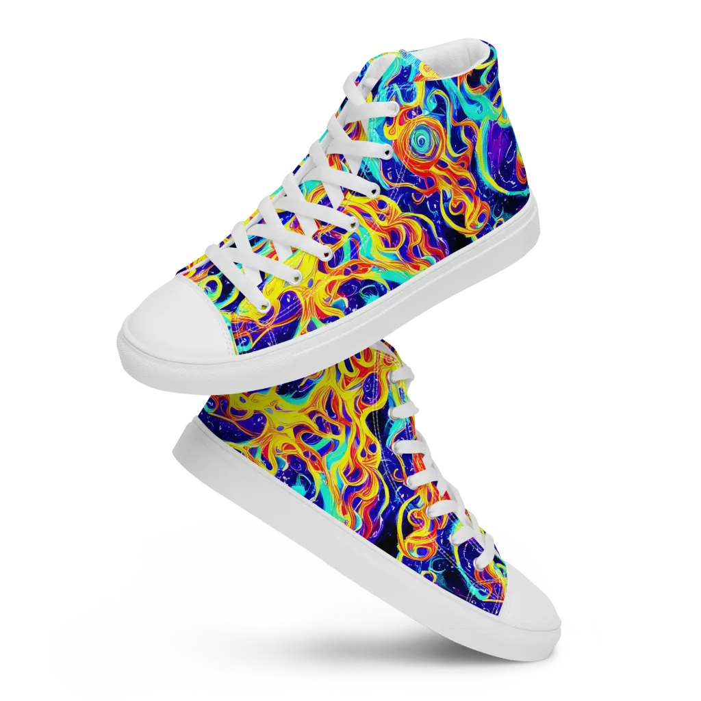 Supernova Spill on Men's High Top Canvas Shoes — Front