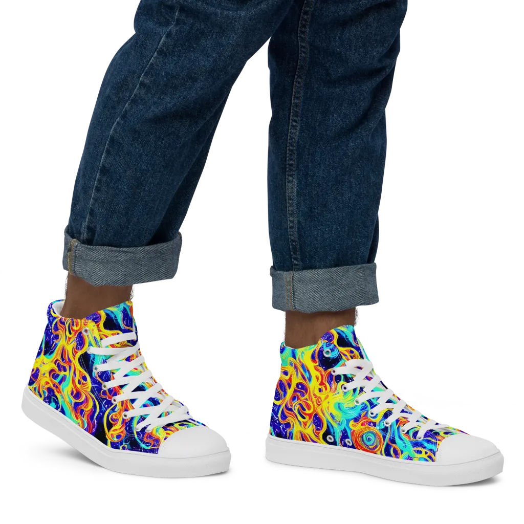 Supernova Spill on Men's High Top Canvas Shoes — Right