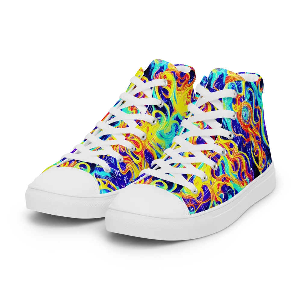 Supernova Spill on Women's High Top Canvas Shoes — Left Front