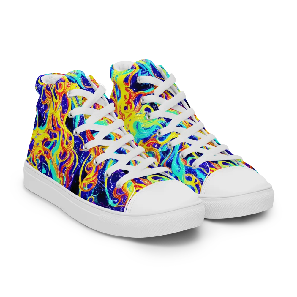 Supernova Spill on Women's High Top Canvas Shoes — Right Front