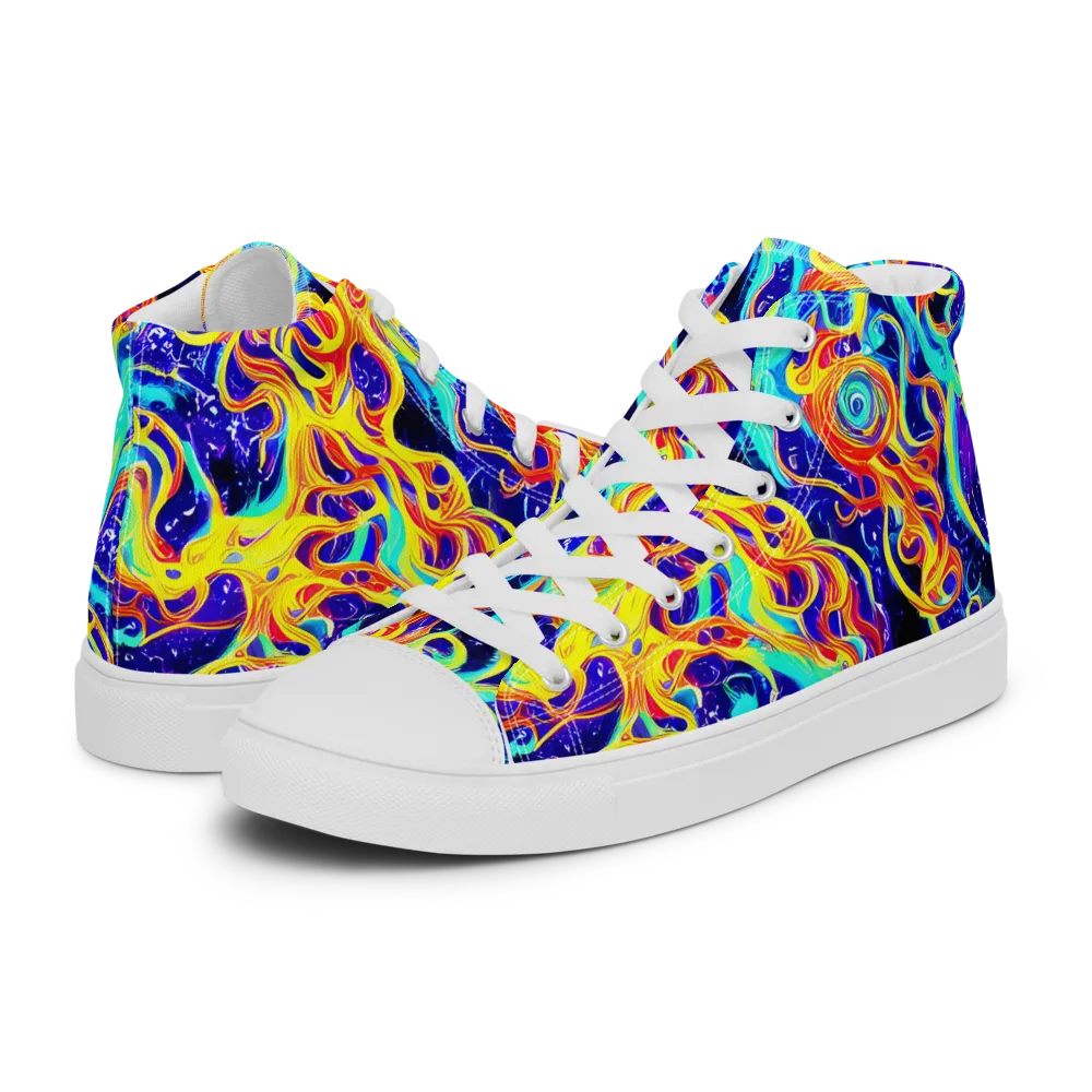 Supernova Spill on Women's High Top Canvas Shoes — Left