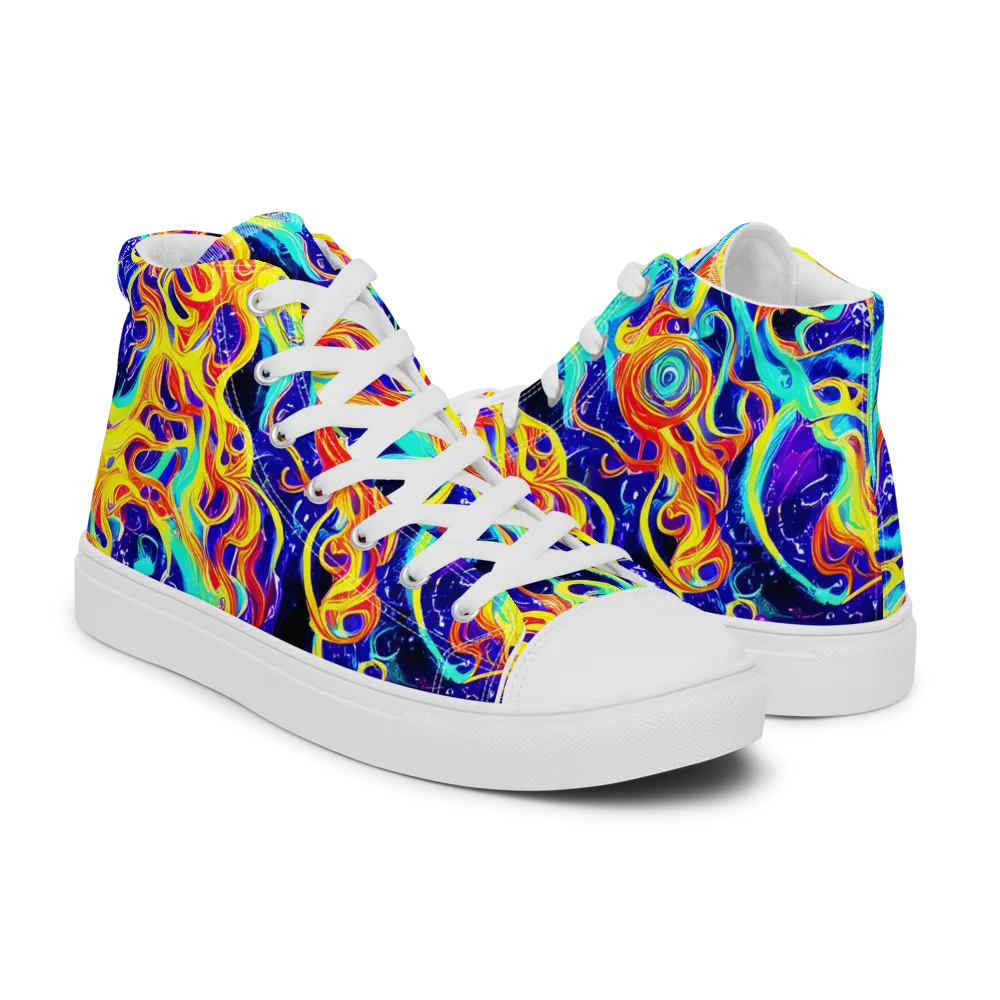 Supernova Spill on Women's High Top Canvas Shoes — Right