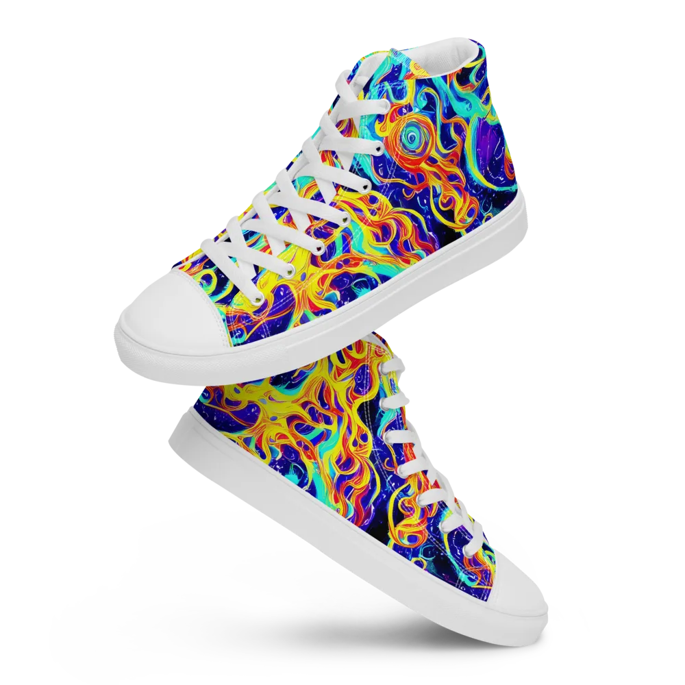 Supernova Spill on Women's High Top Canvas Shoes — Front