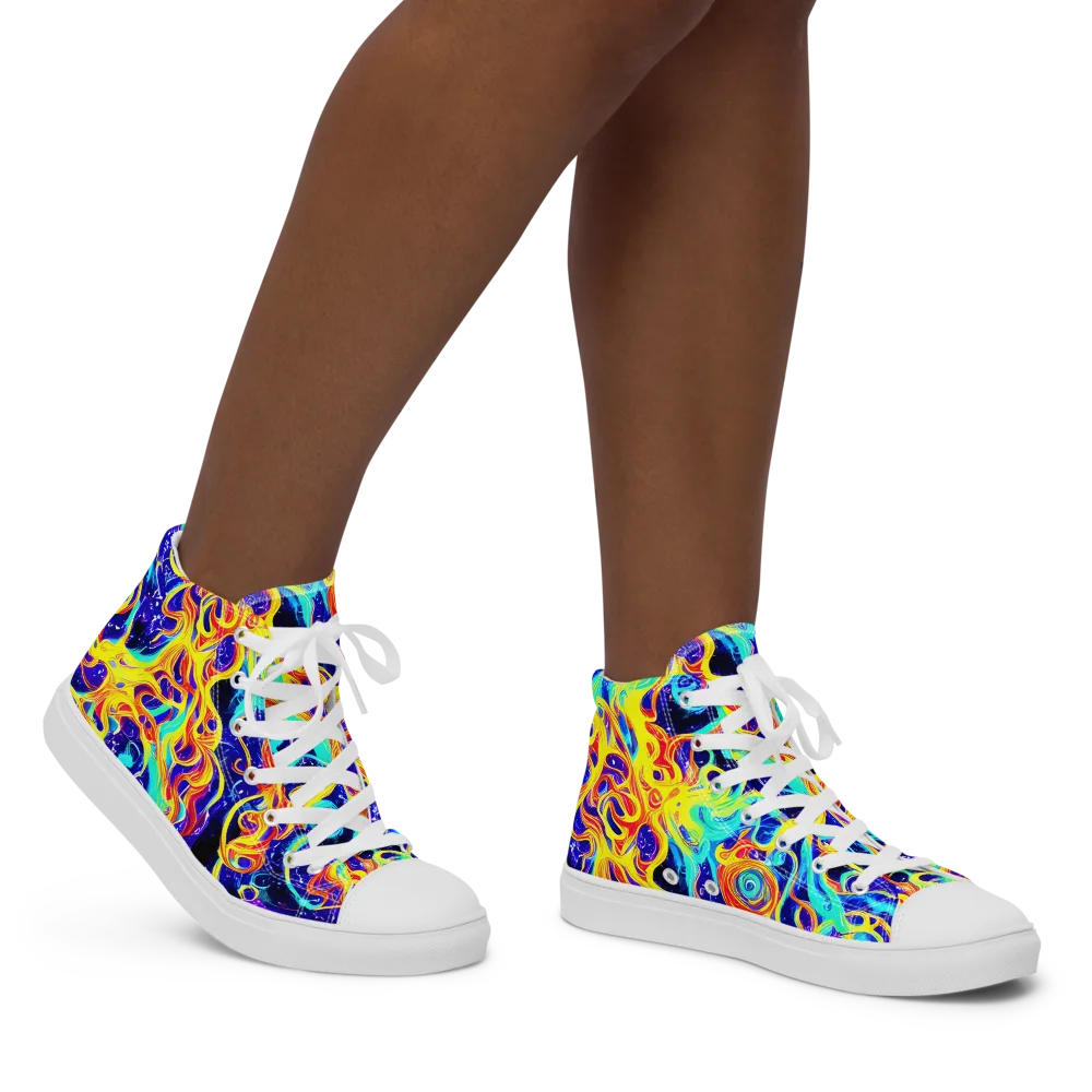 Supernova Spill on Women's High Top Canvas Shoes — Right
