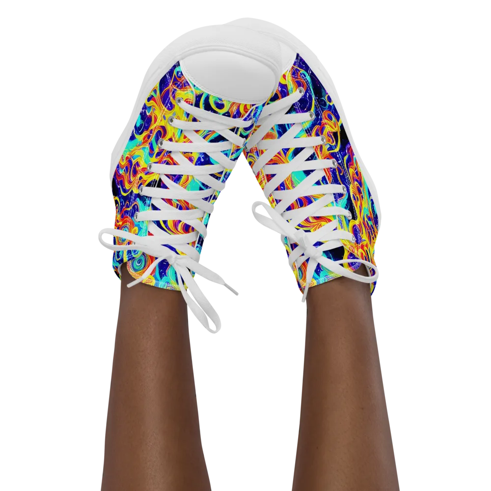Supernova Spill on Women's High Top Canvas Shoes — Front
