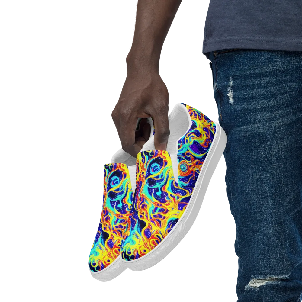 Supernova Spill on Men's Slip-On Canvas Shoes — Left Front