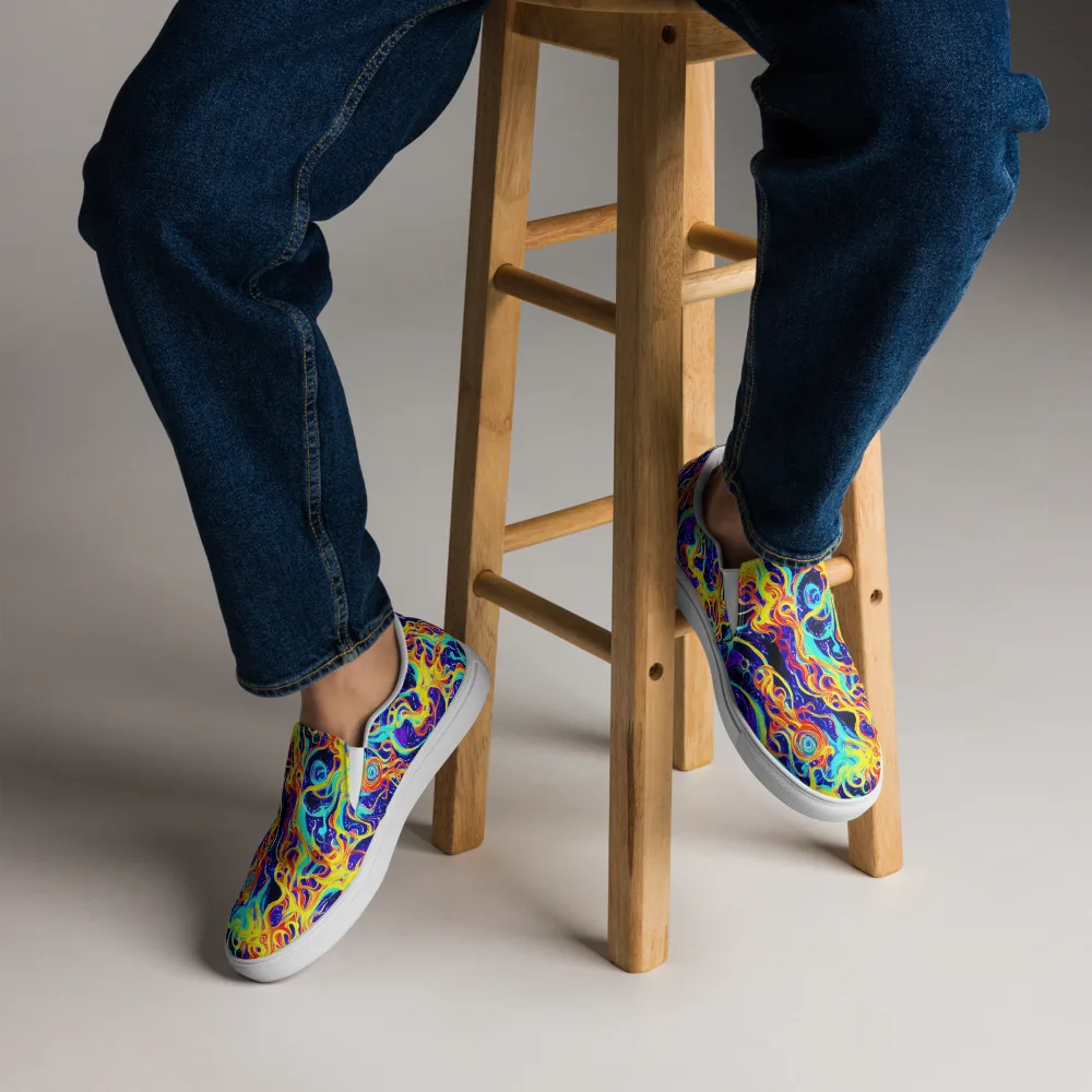 Supernova Spill on Men's Slip-On Canvas Shoes — Front