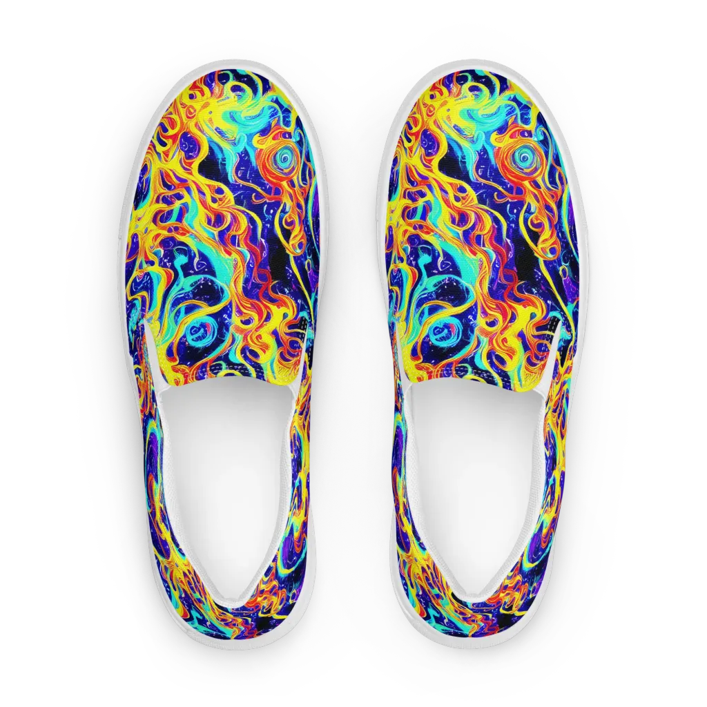 Supernova Spill on Women's Slip-On Canvas Shoes — Front