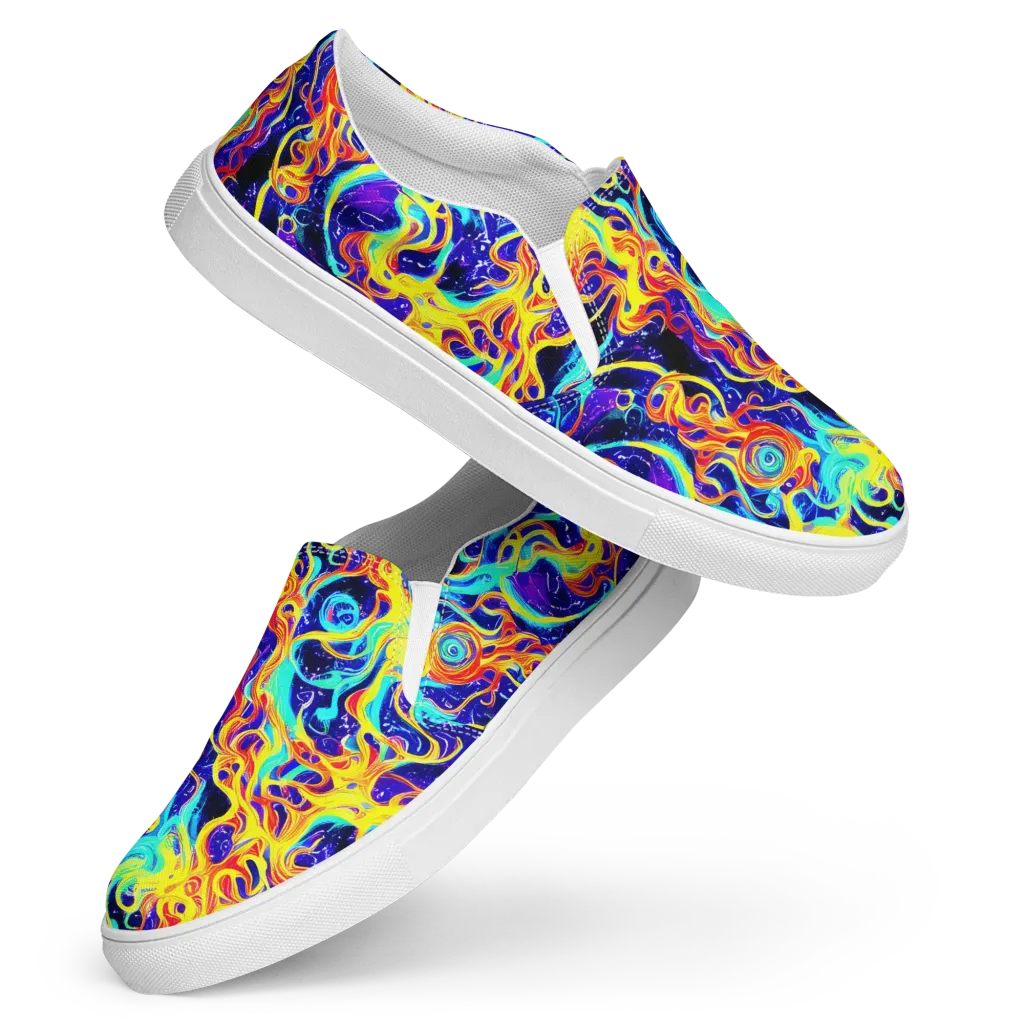 Supernova Spill on Women's Slip-On Canvas Shoes — Front