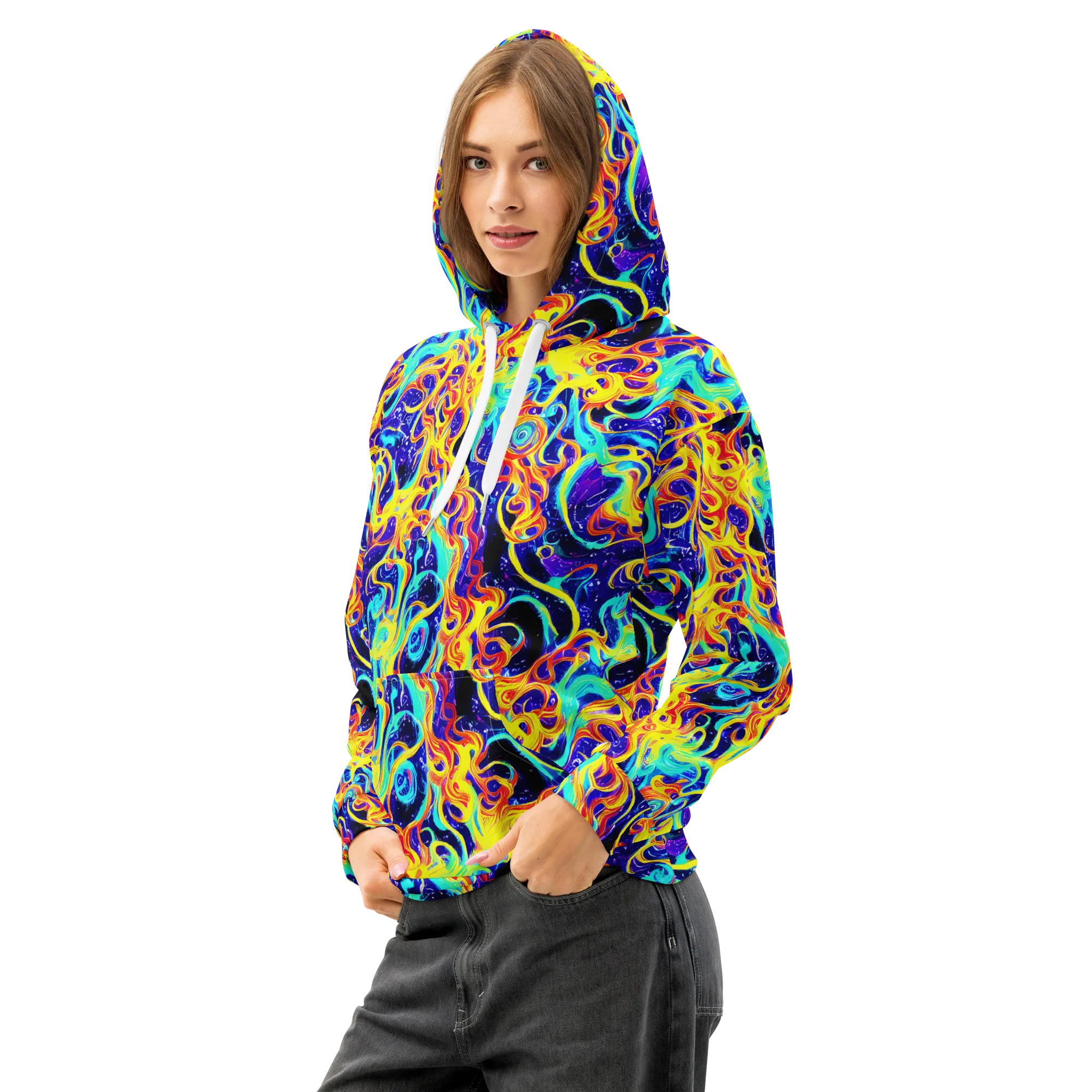 Supernova Spill on Cotton Hoodie — Left Front