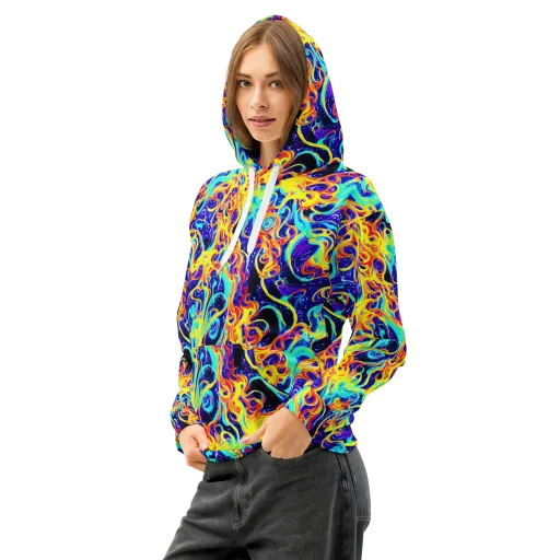 Supernova Spill on a Cotton Hoodie