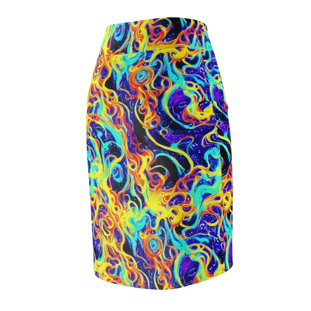 Supernova Spill on Pencil Skirt — Back Side