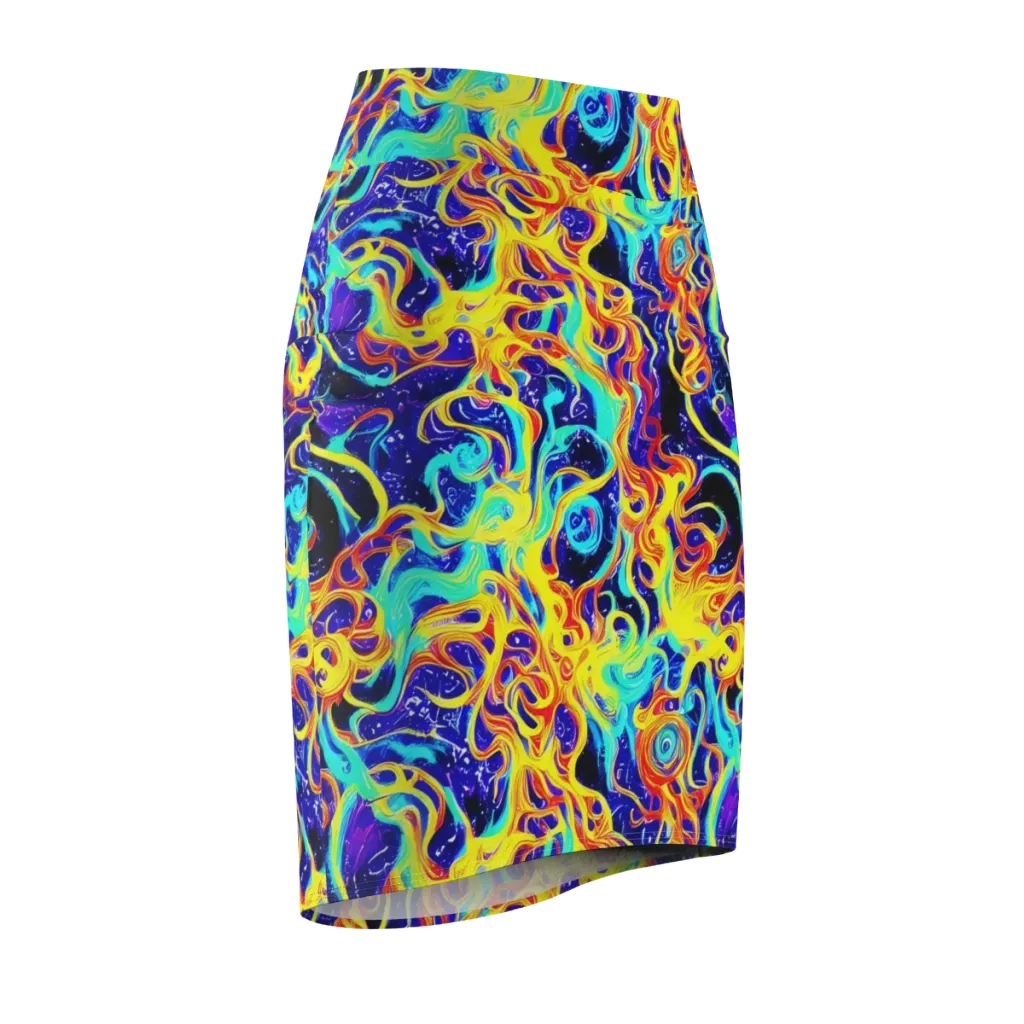 Supernova Spill on Pencil Skirt — Front Side