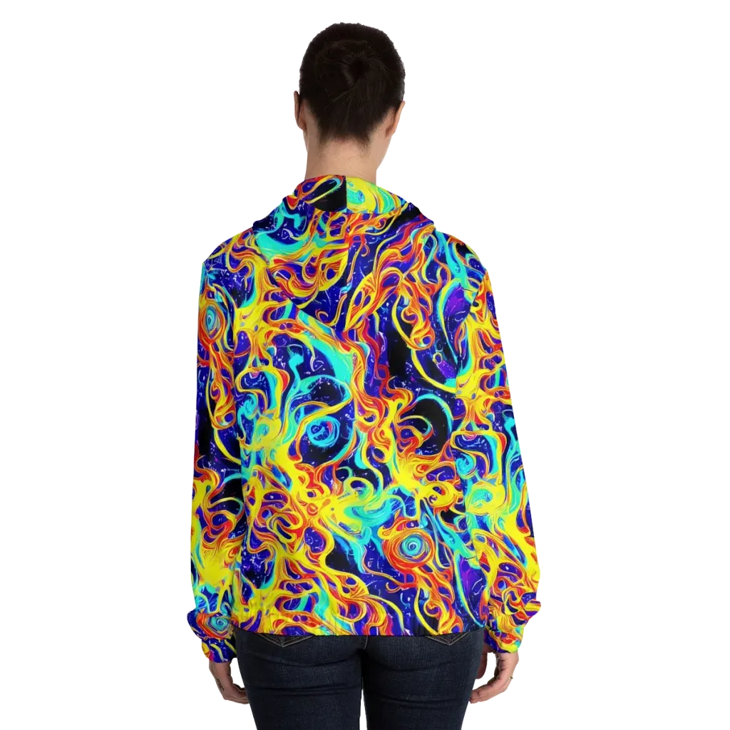 Supernova Spill on Women's Full-Zip Hoodie — Back On Person