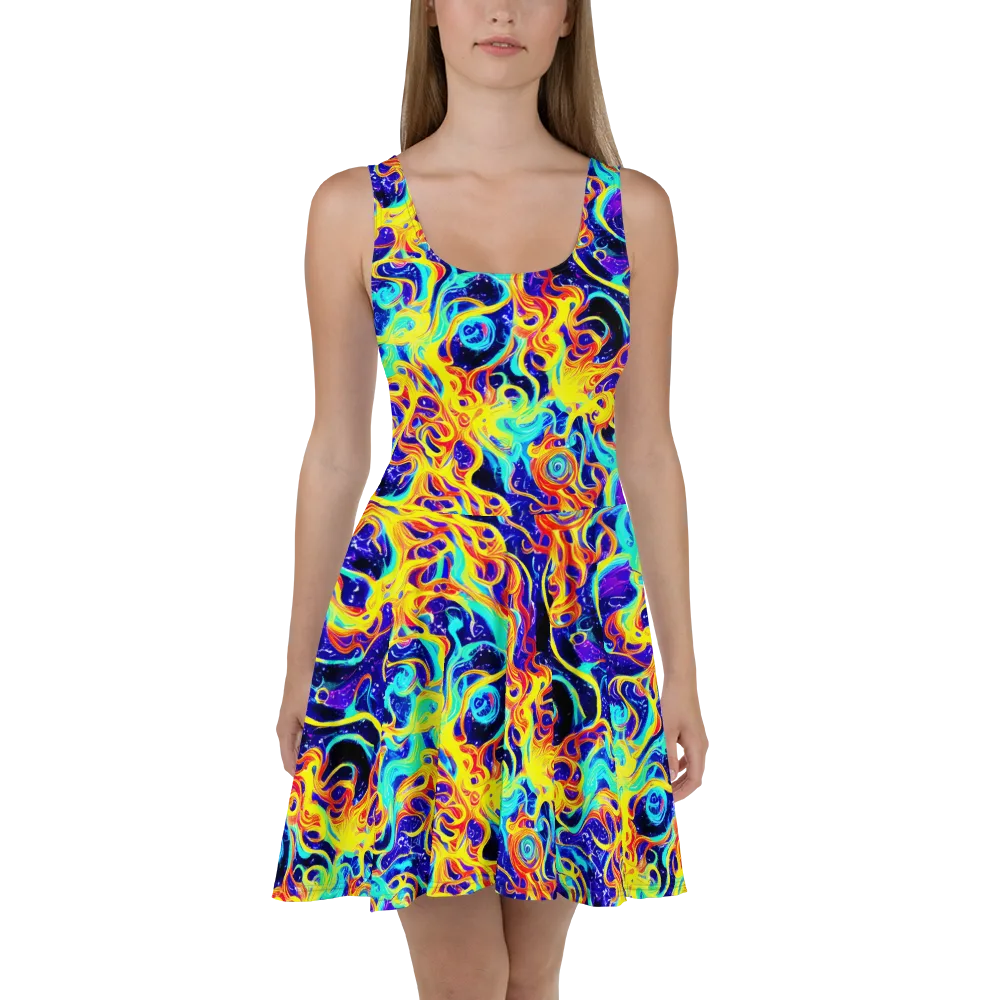 Supernova Spill on Skater Dress — Front