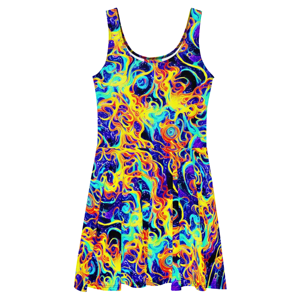 Supernova Spill on Skater Dress — Front