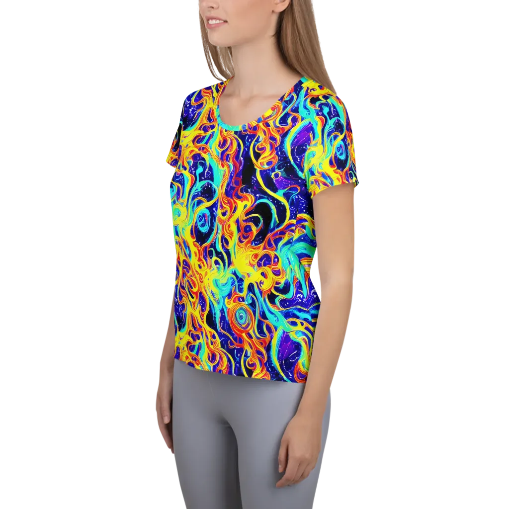 Supernova Spill on Women's Athletic T-Shirt — Left
