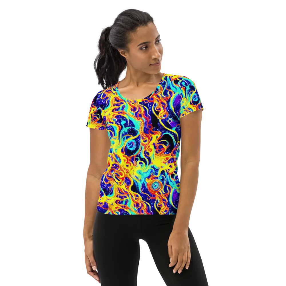 Supernova Spill on Women's Athletic T-Shirt — Front