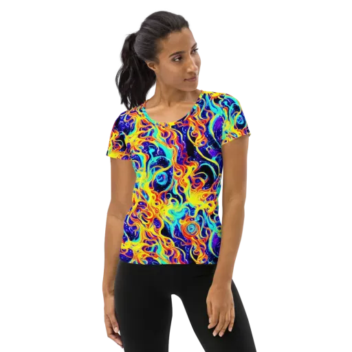 Supernova Spill on a Women's Athletic T-Shirt