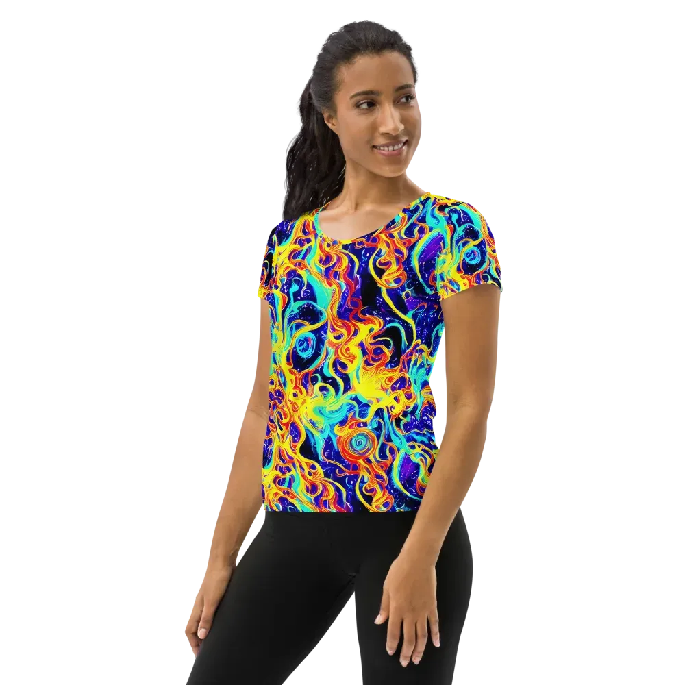 Supernova Spill on Women's Athletic T-Shirt — Left