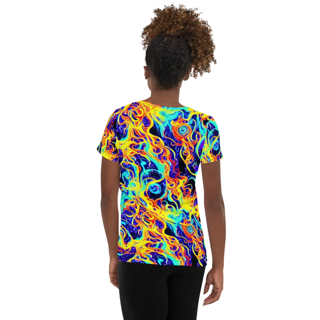 Supernova Spill on Women's Athletic T-Shirt — Back