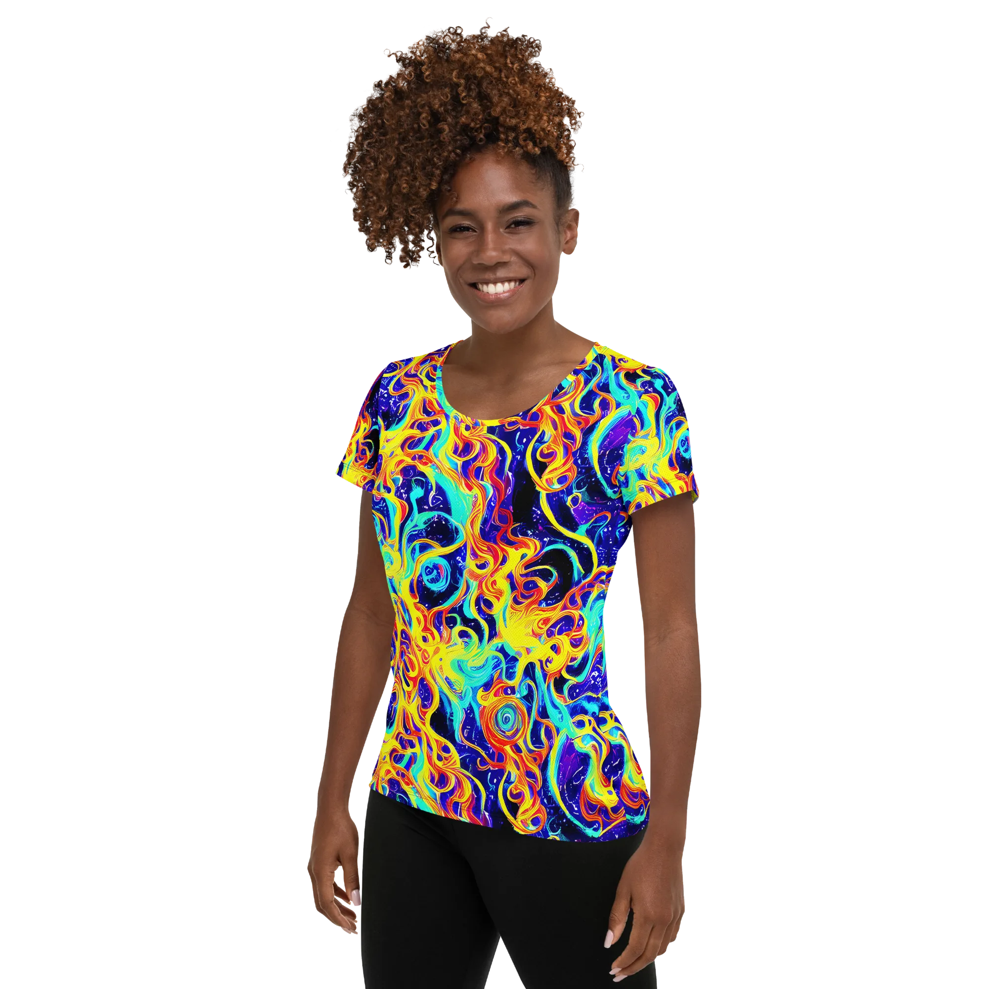 Supernova Spill on Women's Athletic T-Shirt — Left