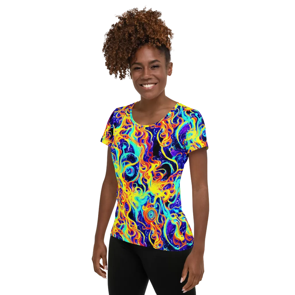 Supernova Spill on Women's Athletic T-Shirt — Left