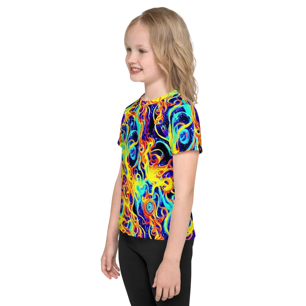 Supernova Spill on Kids Crew Neck T-Shirt — Left