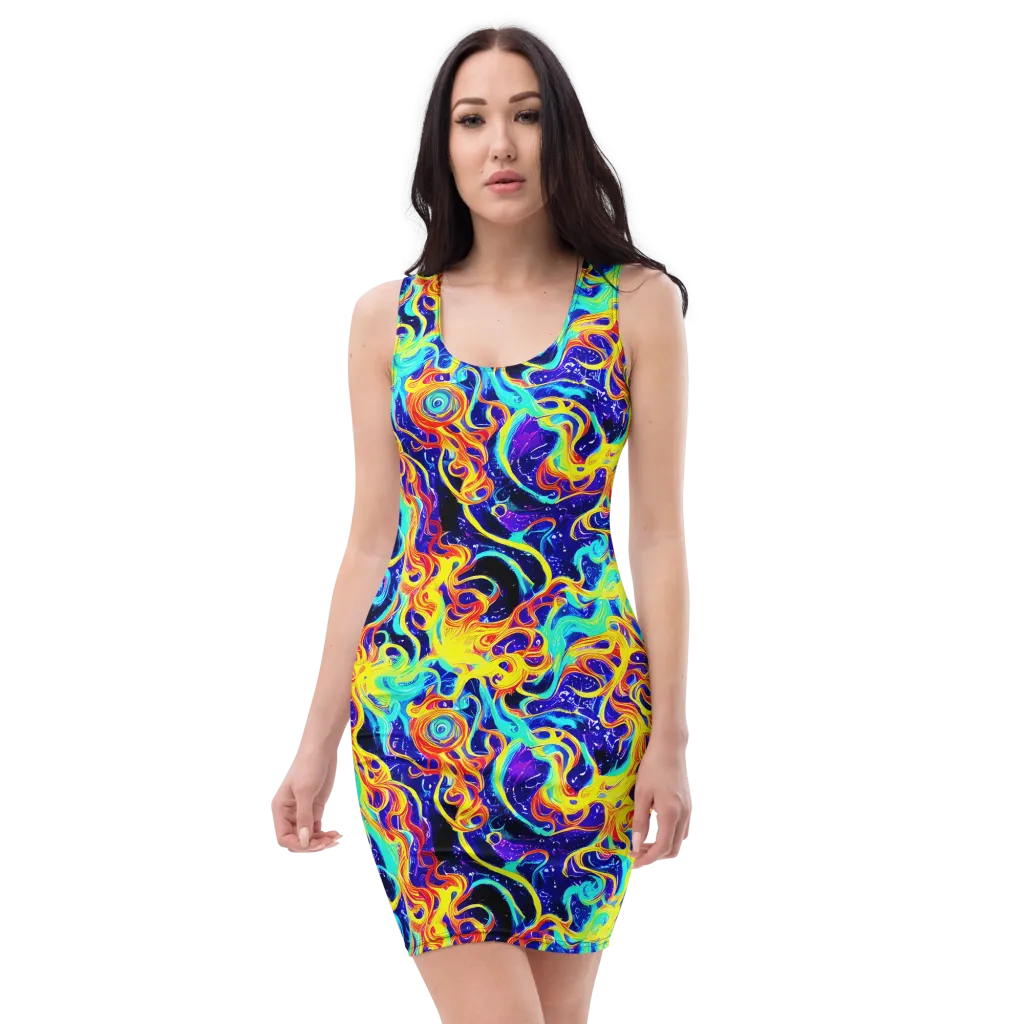 Supernova Spill on Bodycon Dress — Front