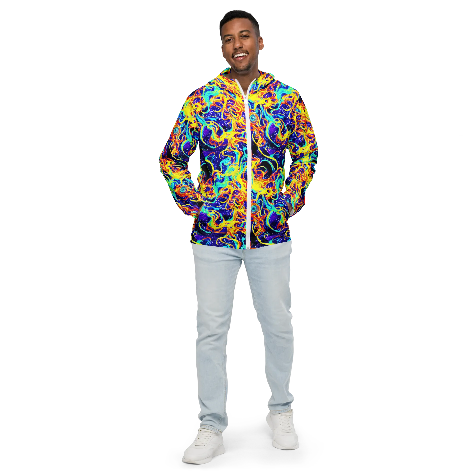 Supernova Spill on Men's Windbreaker — Front