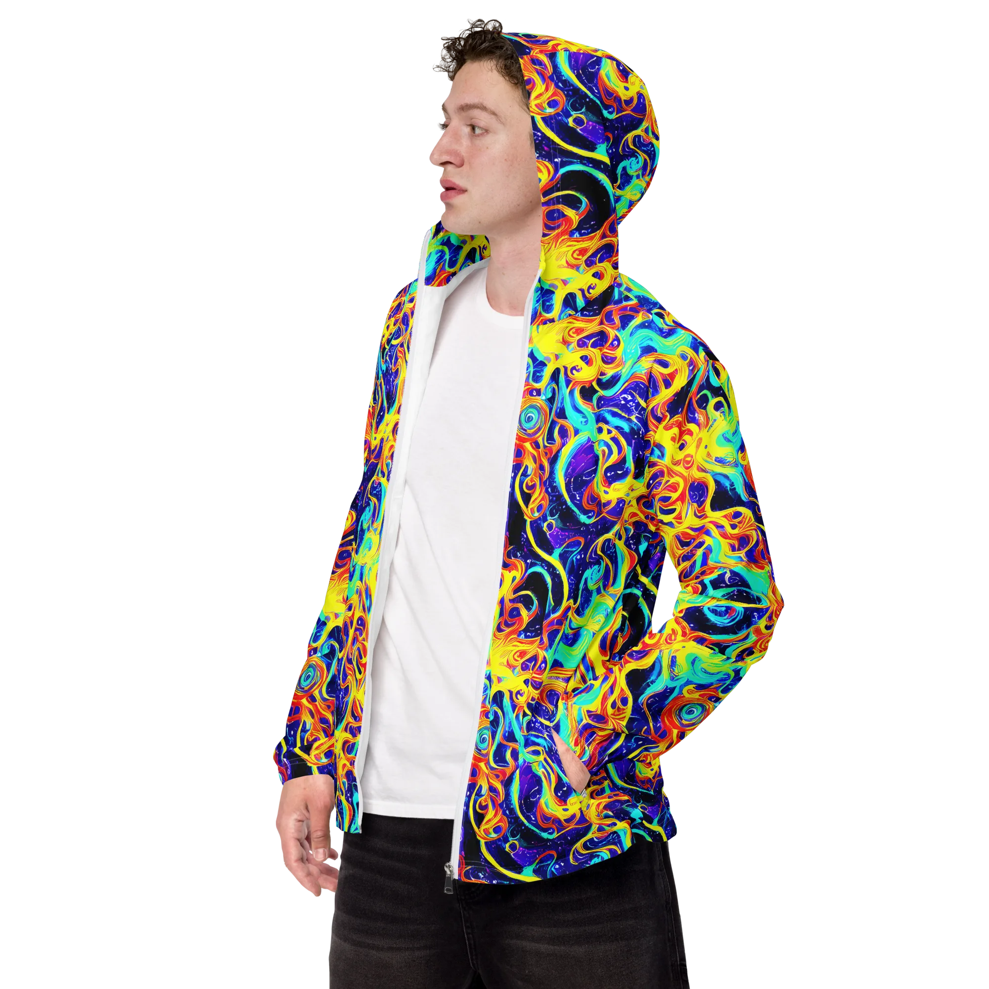 Supernova Spill on Men's Windbreaker — Left Front