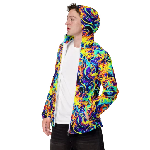 Supernova Spill on a Men's Windbreaker