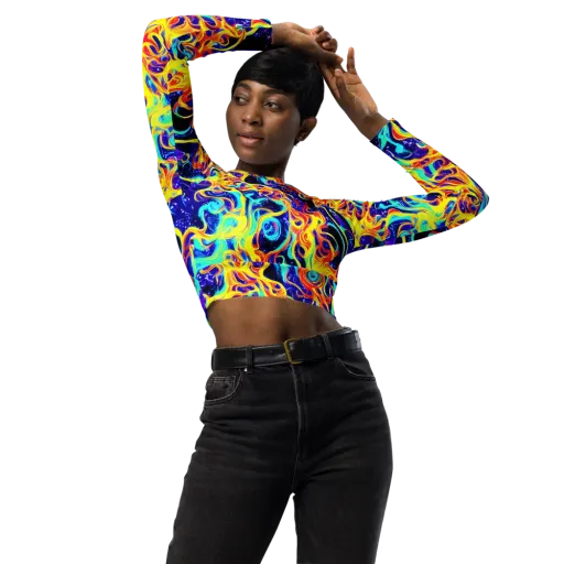 Supernova Spill on a Long Sleeve Crop Top