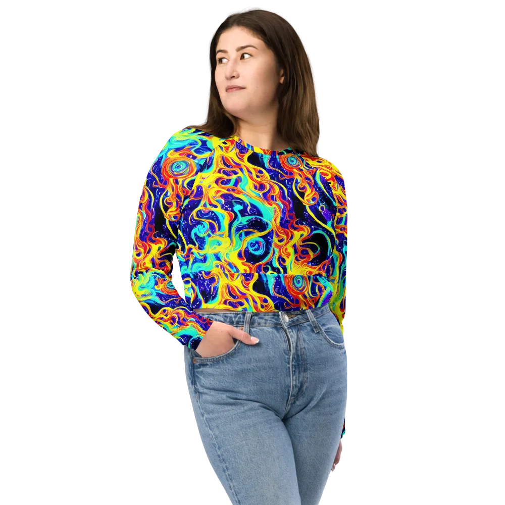 Supernova Spill on Long Sleeve Crop Top — Front