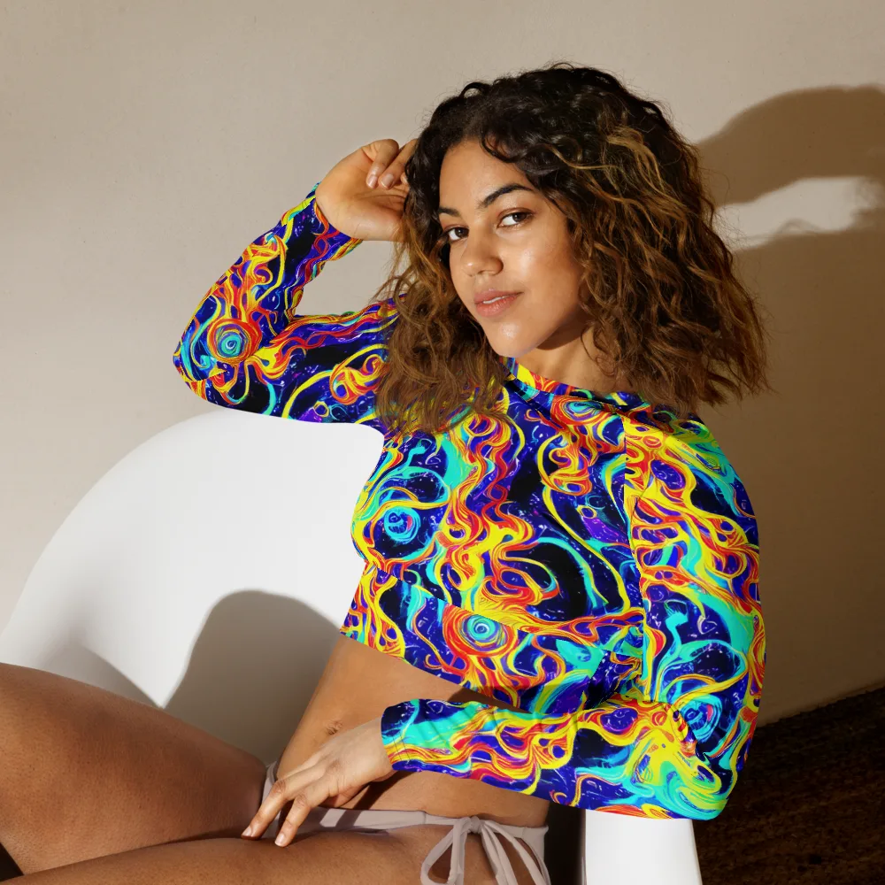 Supernova Spill on Long Sleeve Crop Top — Left Front