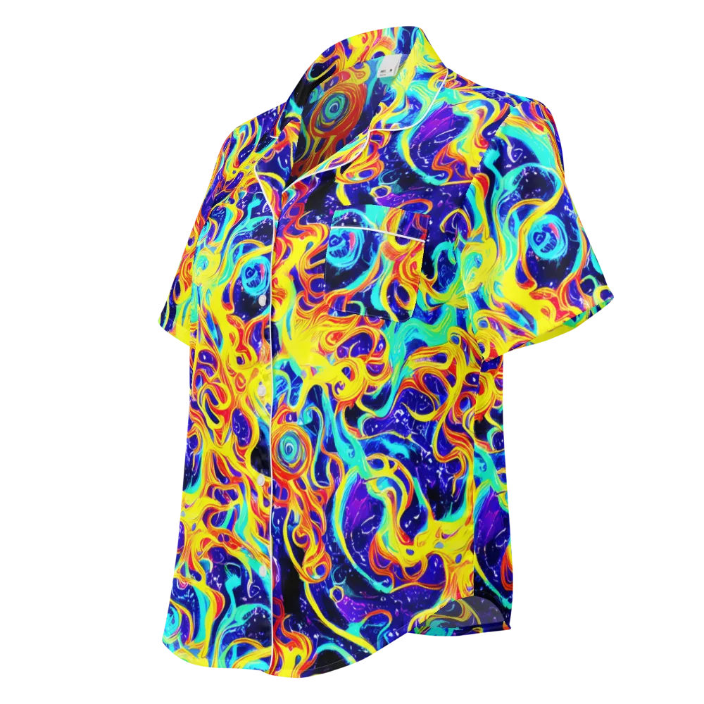 Supernova Spill on Women's Short Sleeve Pajama Top — Left Front