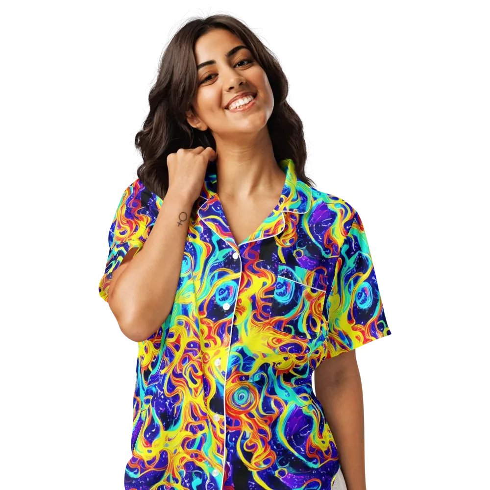 Supernova Spill on Women's Short Sleeve Pajama Top — Front