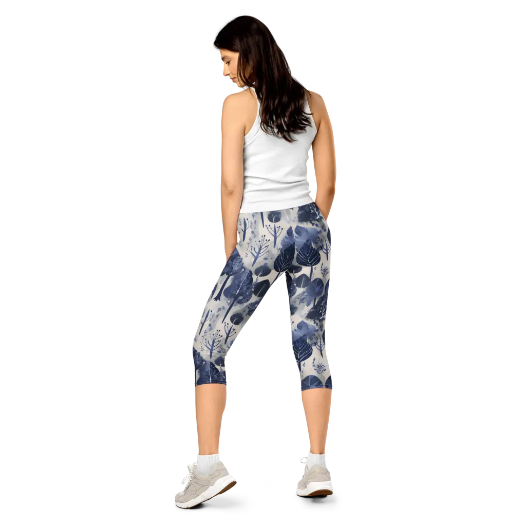 Indigo Canopy on Capri Leggings — Back