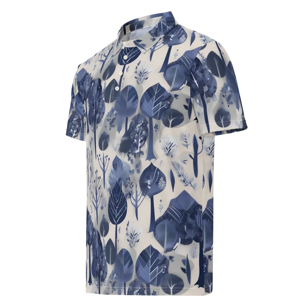 Indigo Canopy on Men's Slim Fit Polo Shirt — Left Front