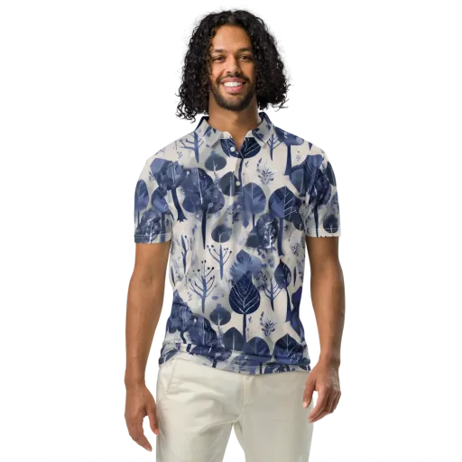 Indigo Canopy on a Men's Slim Fit Polo Shirt