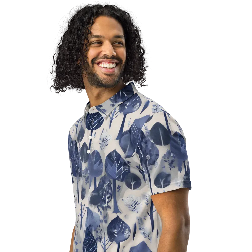 Indigo Canopy on Men's Slim Fit Polo Shirt — Left Front