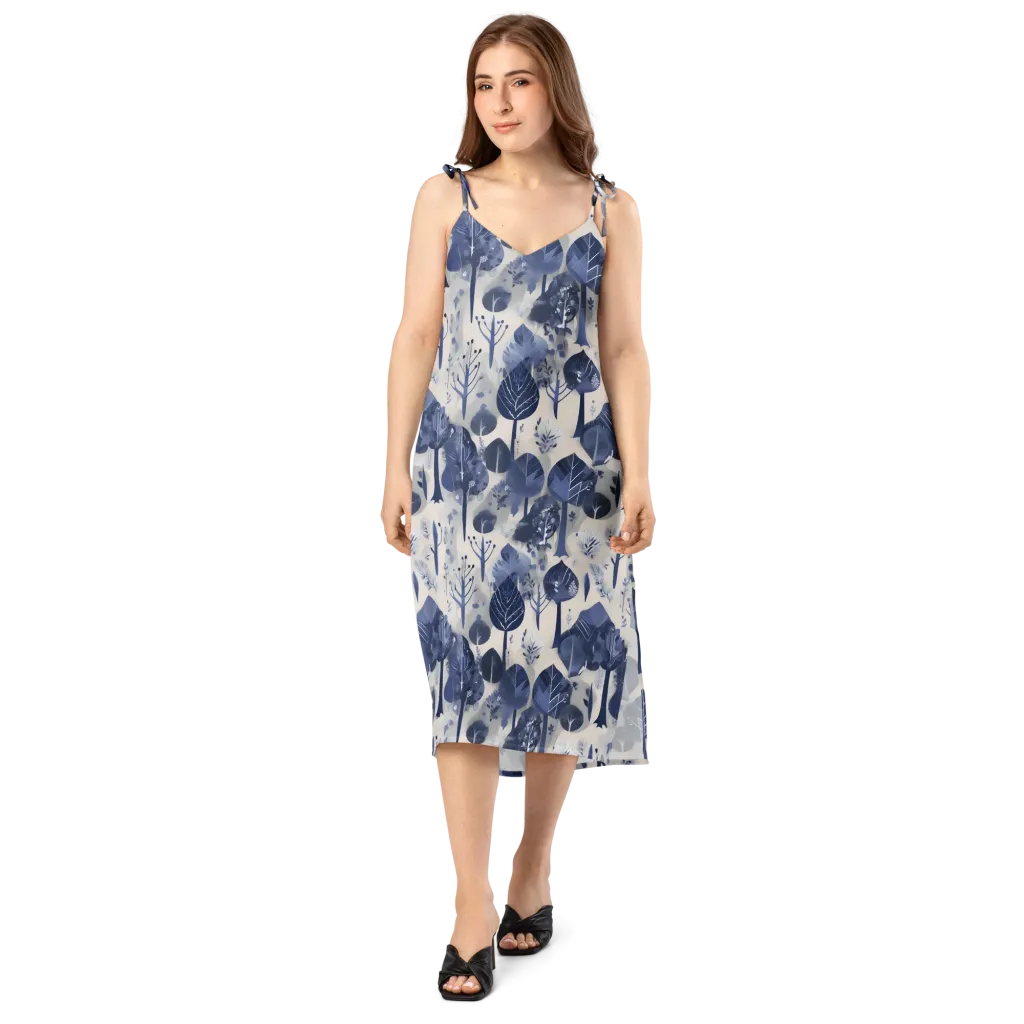 Indigo Canopy on Slip Dress — Front