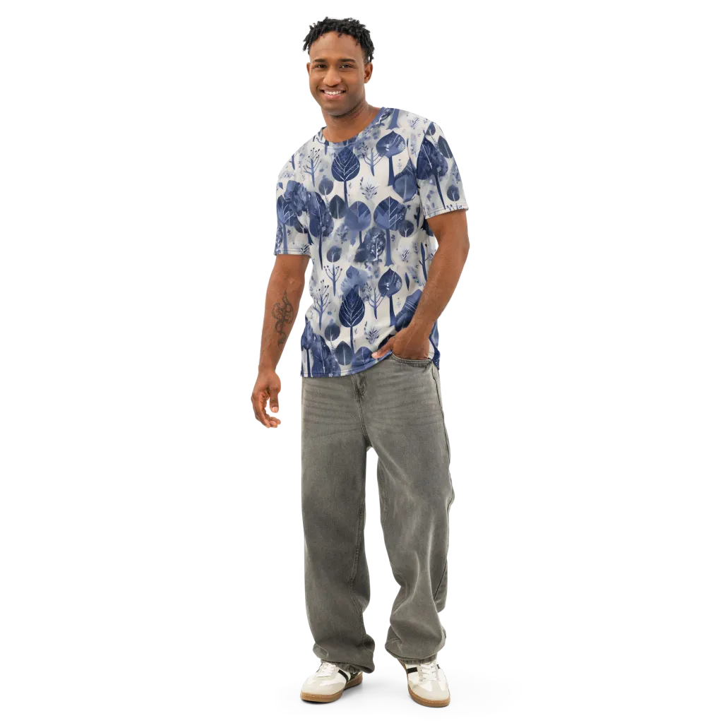 Indigo Canopy on Men's Cotton Crew Neck T-Shirt — Front
