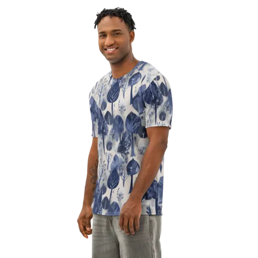 Indigo Canopy on a Men's Cotton Crew Neck T-Shirt