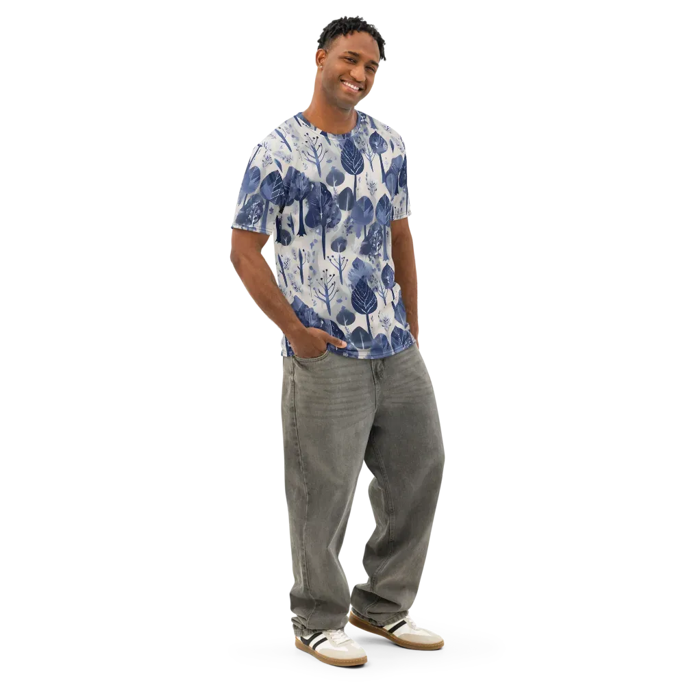 Indigo Canopy on Men's Cotton Crew Neck T-Shirt — Right Front